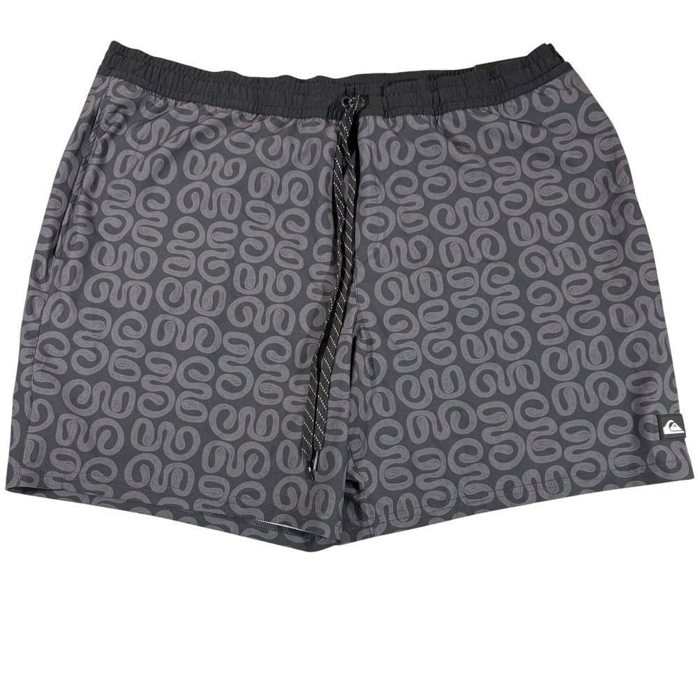 NWT‎ Quiksilver Men's XXL Black Gray Quick Dry Lined Swim Trunks QS001012